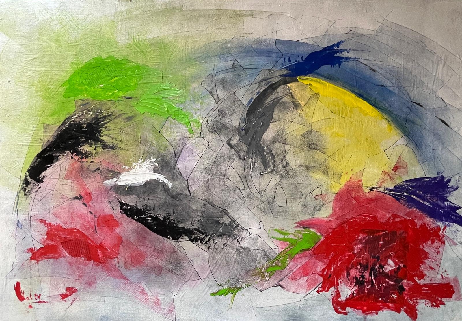 Ballen les tensions — Acrílic sobre taula